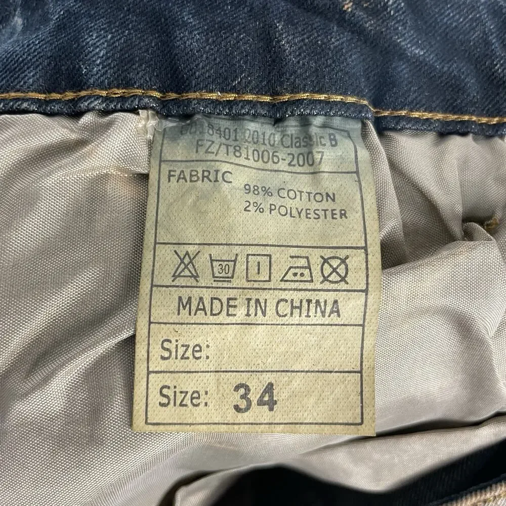 Junbaoss Men's Distressed Slim Fit Stretch Jeans Gold Black 34 (35x31.5) NWT